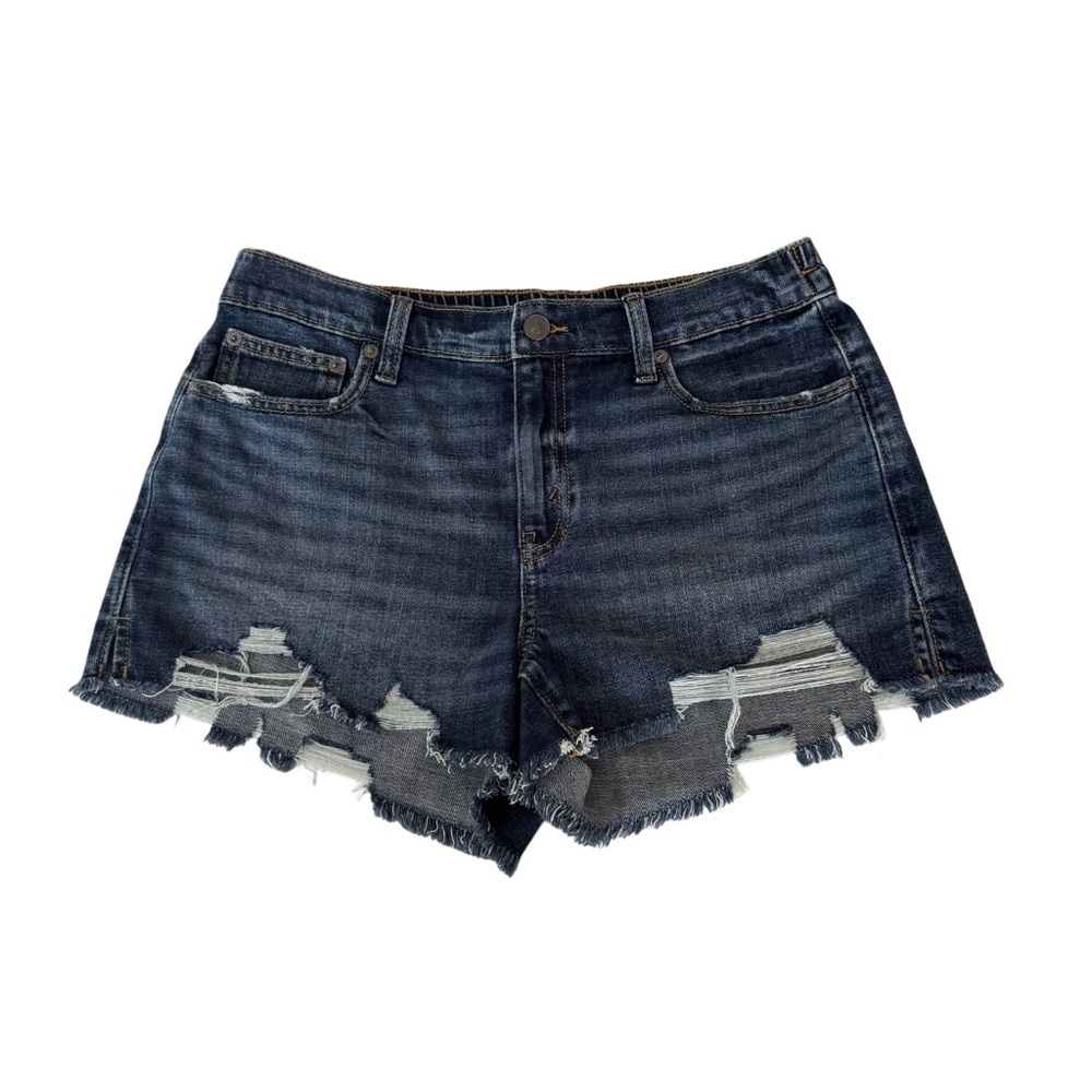 Aerie Distressed Cotton High Waisted Elastic Stretchy Waist Mini Shorts Size M